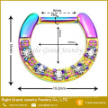 TOQ qualité titane Rainbow plaqué CZ Jeweled Septum Piercing anneau